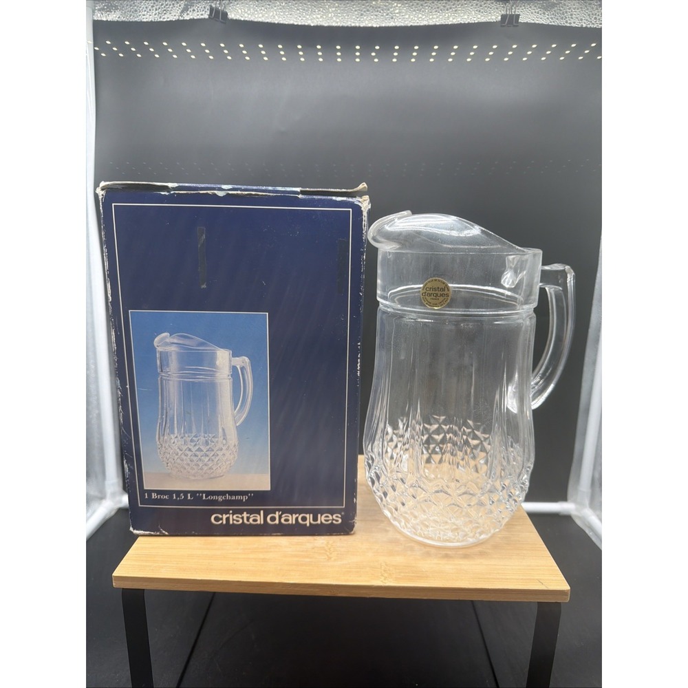 Cristal D'Arques Longchamp 24% Lead Crystal Pitcher 48 oz France H 9½" by Durand